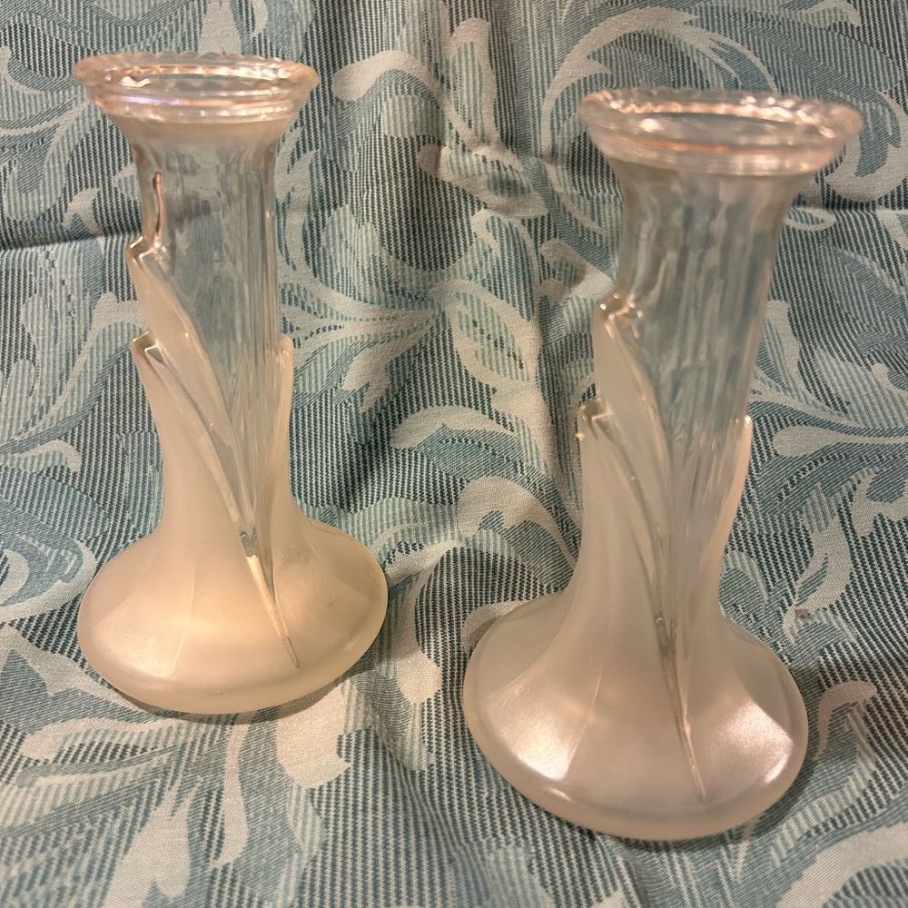 2- Austrian Frosted Bud Vases